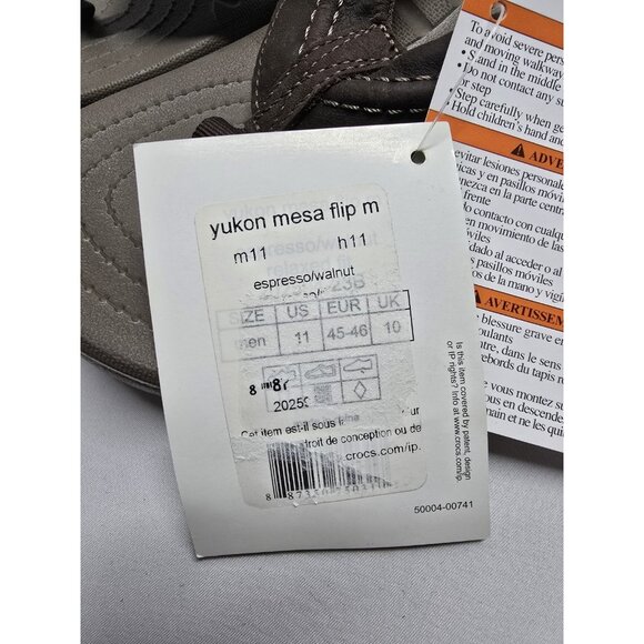 Crocs Yukon Mesa Sandals Men's 11 Brown Leather Comfort Thong Flip Flops- NWT - Picture 7 of 8